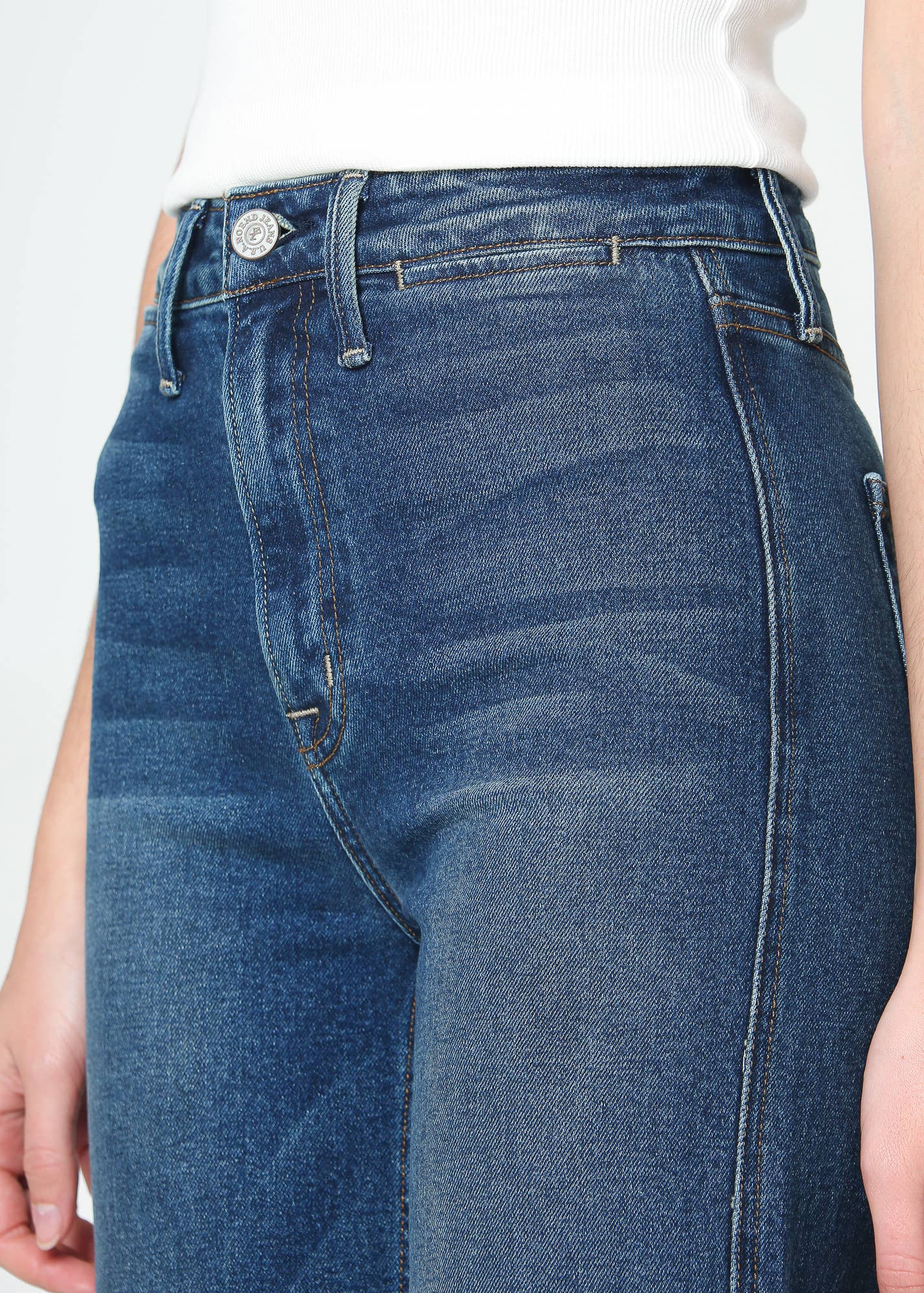 Queen High Rise Crop Wide Leg Jeans - Dart Detail: Thunder / 24 Noend Denim