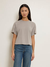 NATION Ada Button Tee in Cement