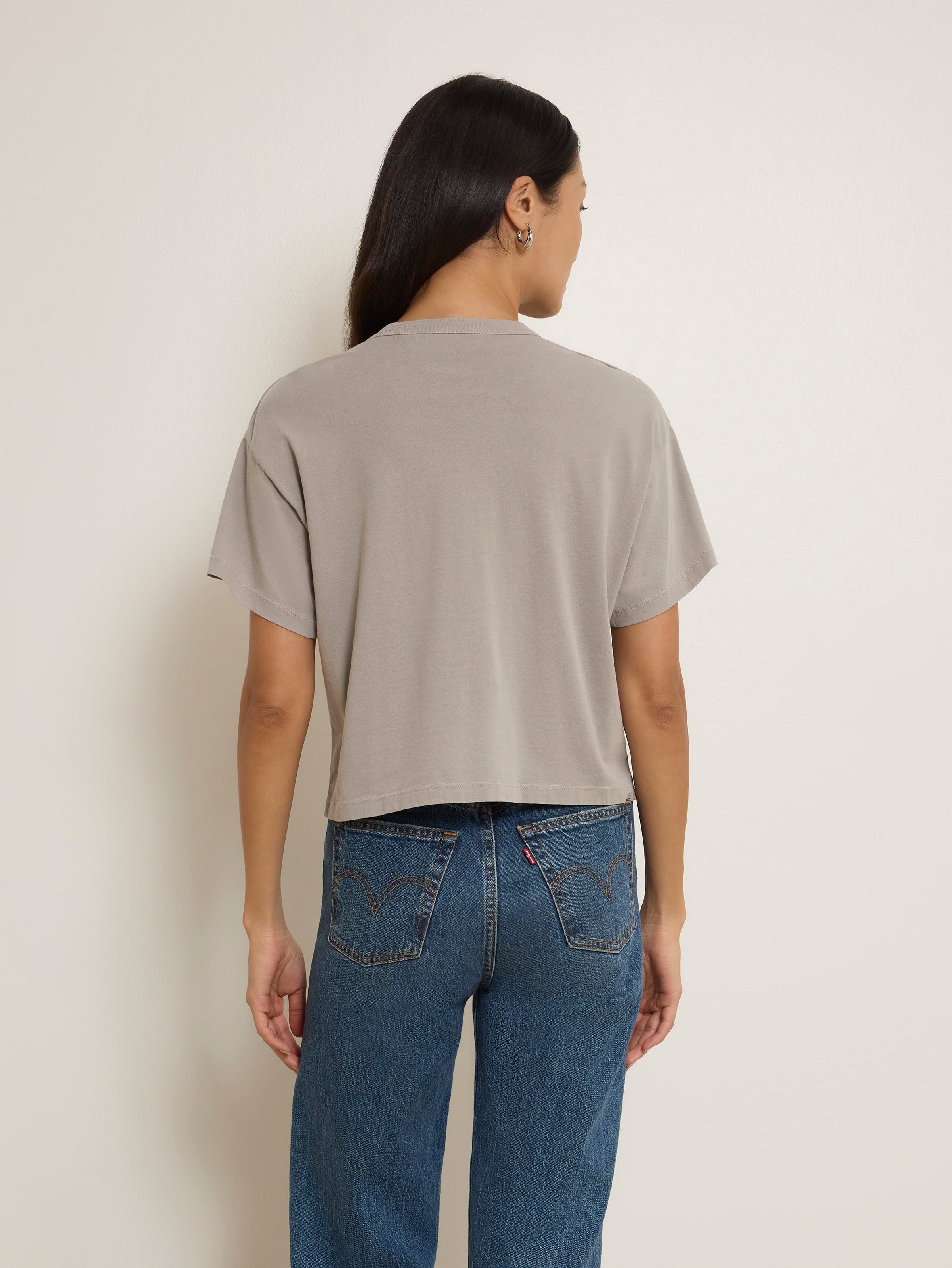 NATION Ada Button Tee in Cement