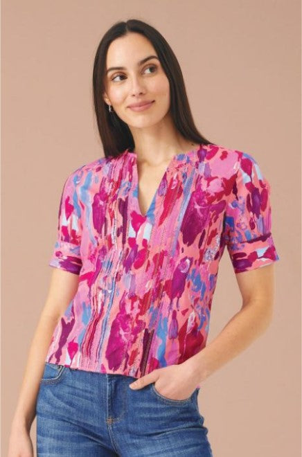 Adriana Top in Pink Paint Burst