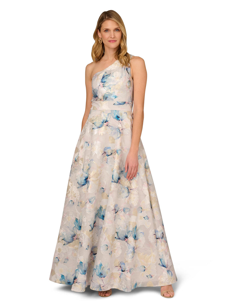 Aidan Mattox Blue and White Ballgown Dress Aidan Mattox
