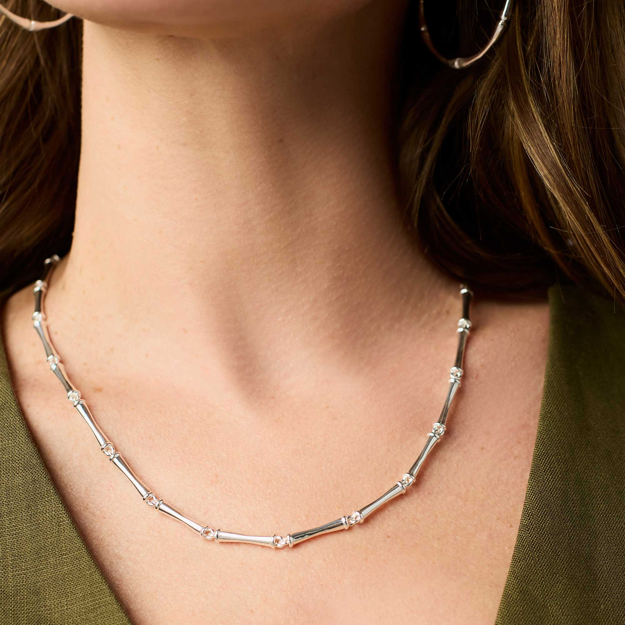 JULIE VOS Bamboo Necklace in Silver