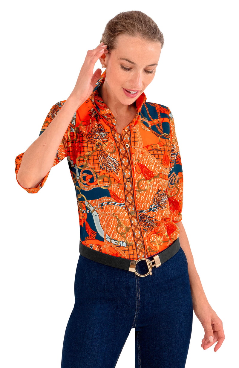 Gretchen Scott Boyfriend Shirt in Orange