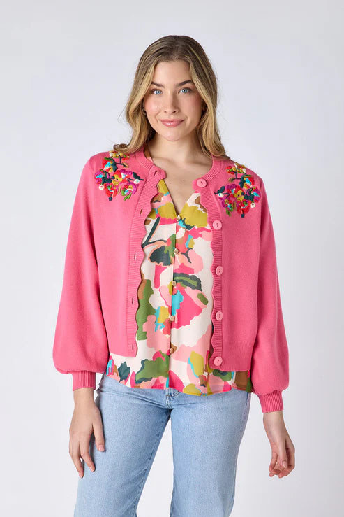 CROSBY Colson Cardigan in Cherry Blossom