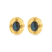 CDW Cleopatra Oval Clip Earrings - Gold/Blue Labradorite Capucine De Wulf