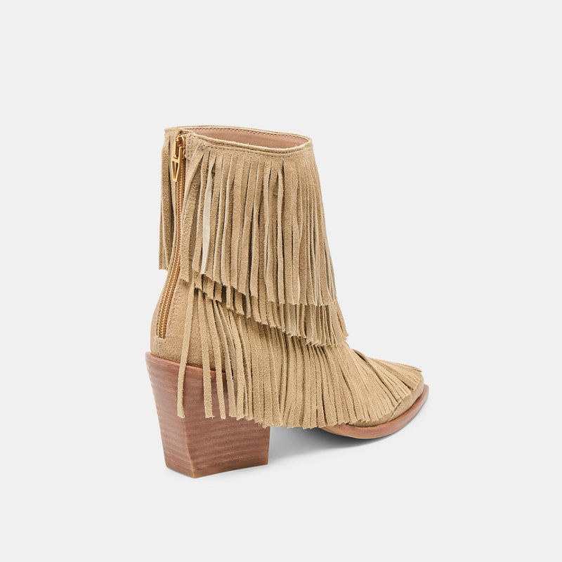 Dolce Vita Torey Taupe Suede Fringe Bootie