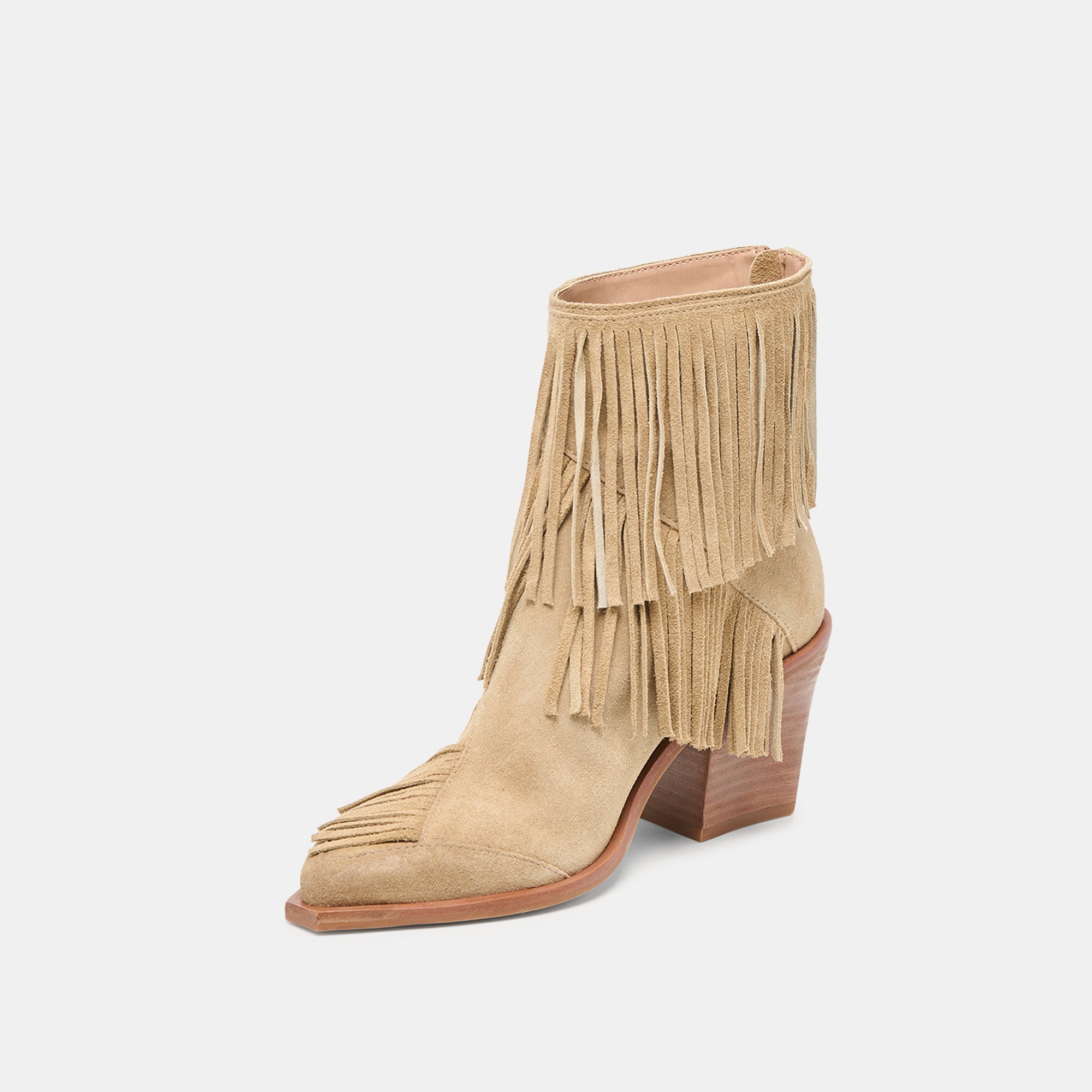 Dolce Vita Torey Taupe Suede Fringe Bootie