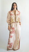 Las Surenas Blouse Flower Tiger Nude Top Las Surenas