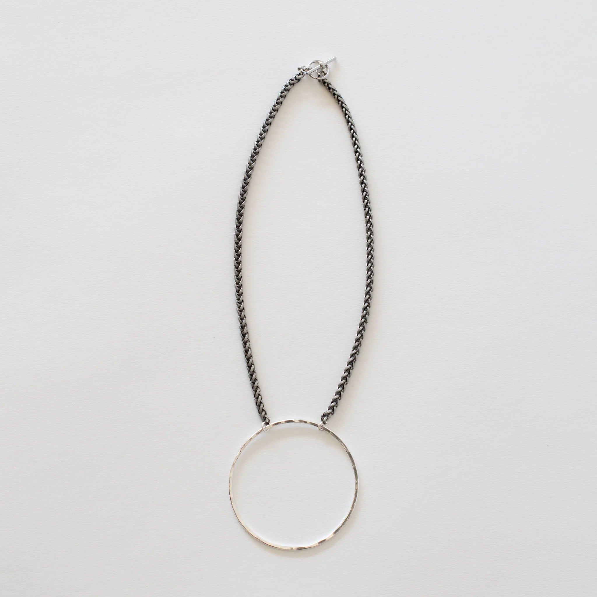 Mary Garrett Short Circle Necklace Silver Circle-Silver Chain