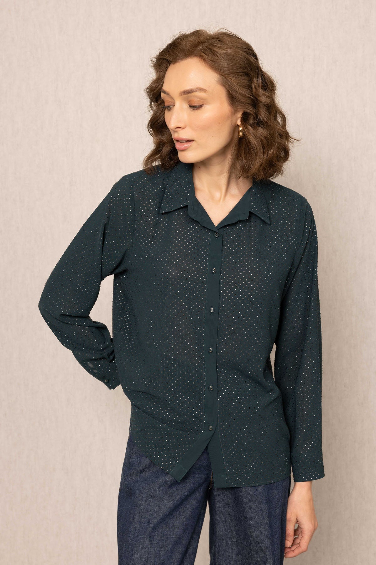 RANNA GIL Bern Shirt in Bottle Green RANNA GIL