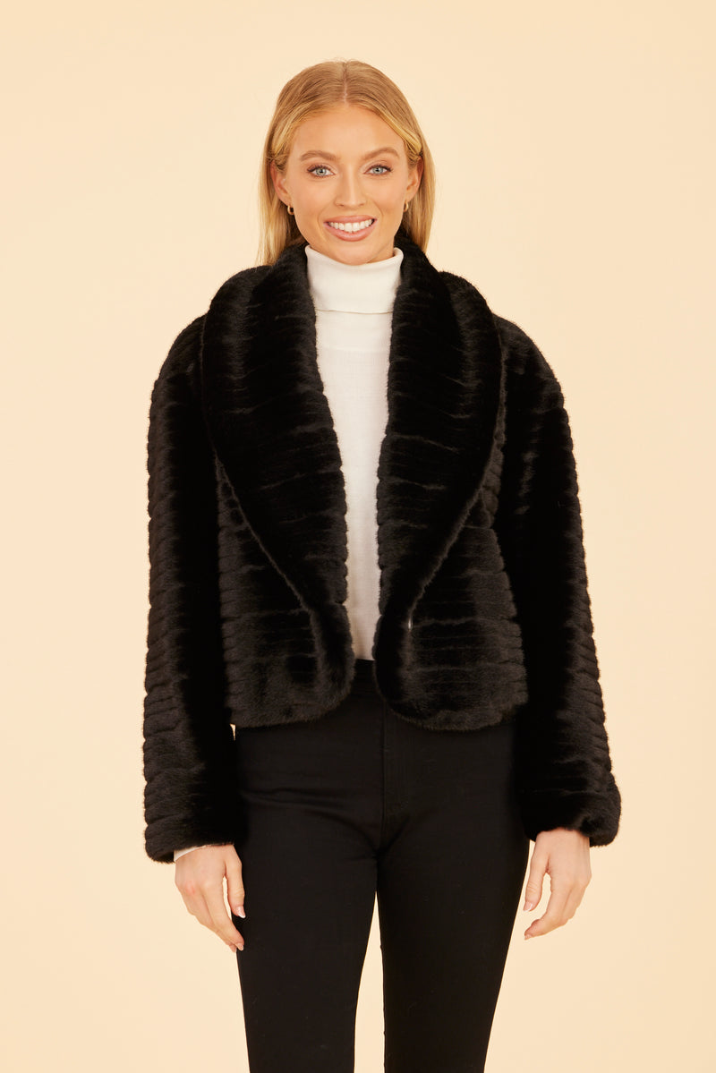 Black Faux Fur Coat