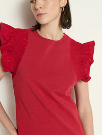 NATION Ellis Ruffle Dress in Red