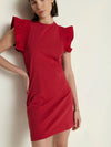 NATION Ellis Ruffle Dress in Red
