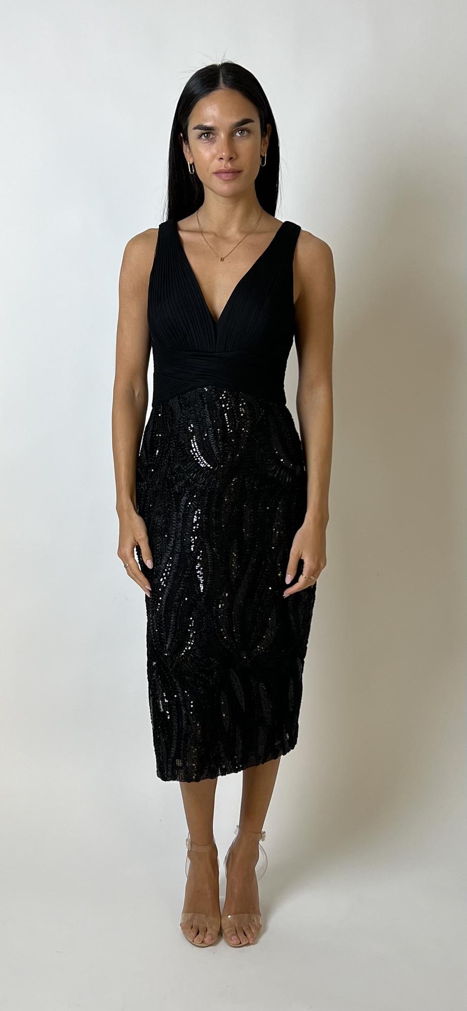 Embroidered Midi Dress Aidan Mattox