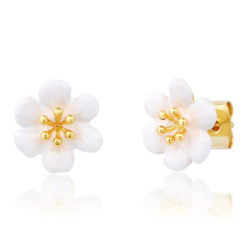TAI White Flower Post Earrings TAI Jewelry