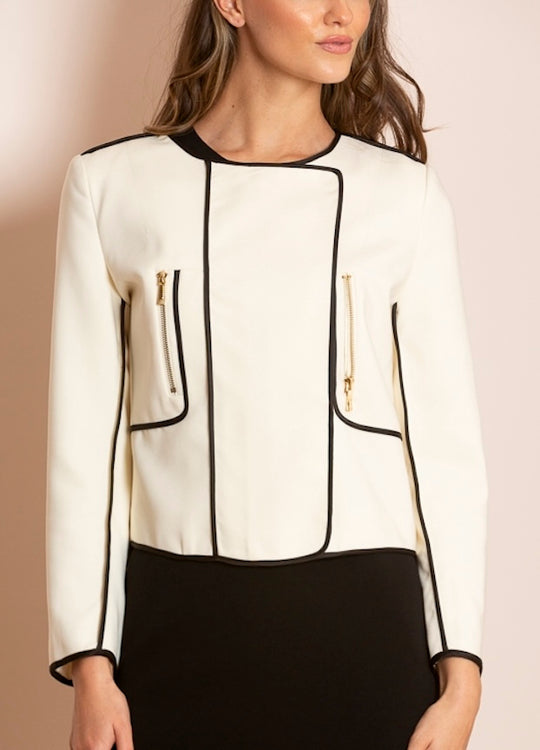 Jessie Liu Jacket with Contrast Piping