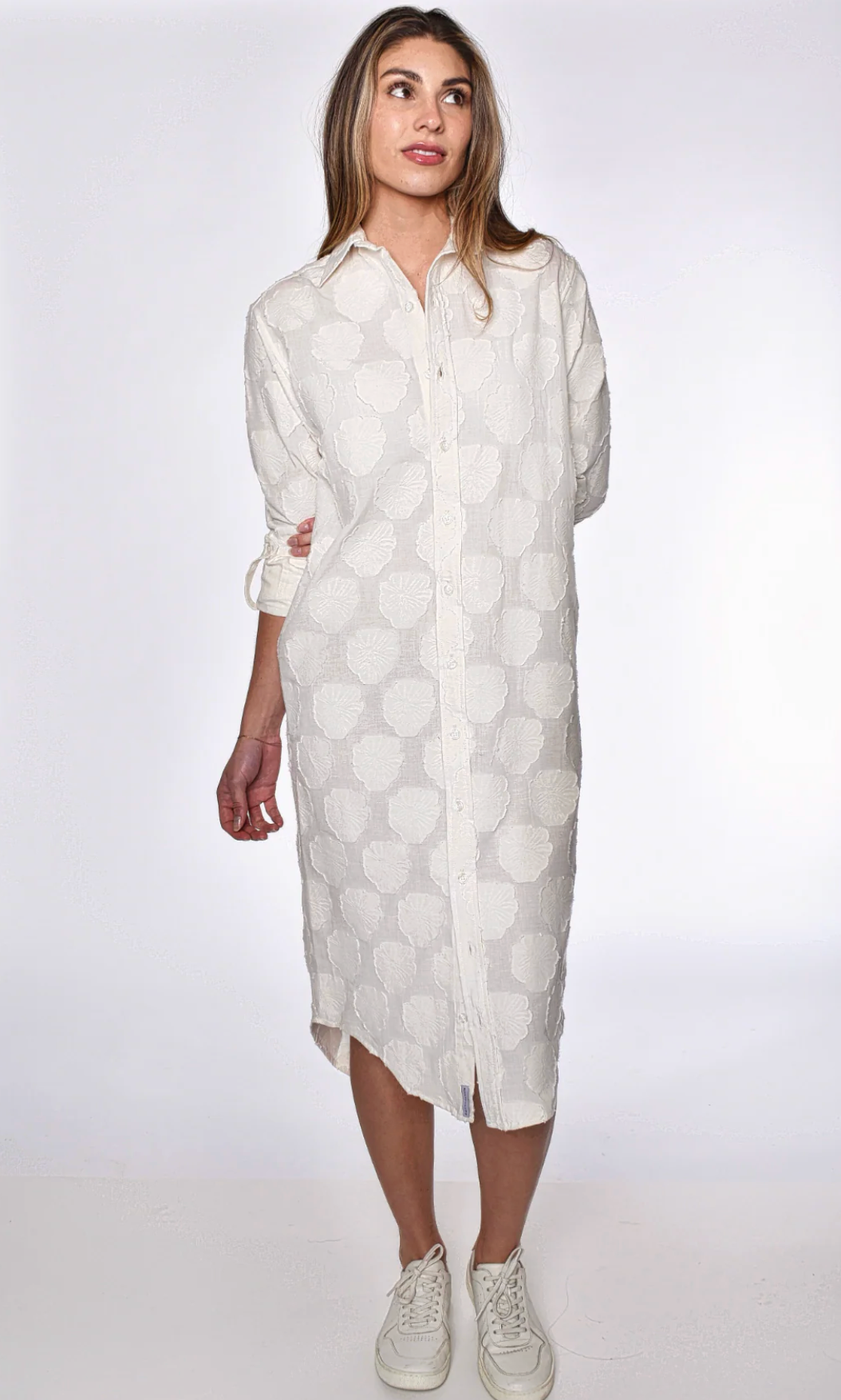 EMILY PHILLIPS White Floral Midi Dress