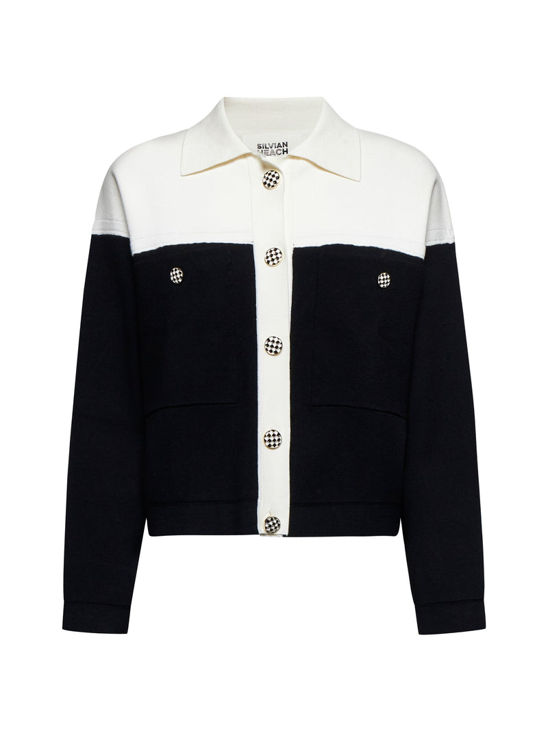 Silvian Heach Black & White Contrast Cardigan Silvian Heach