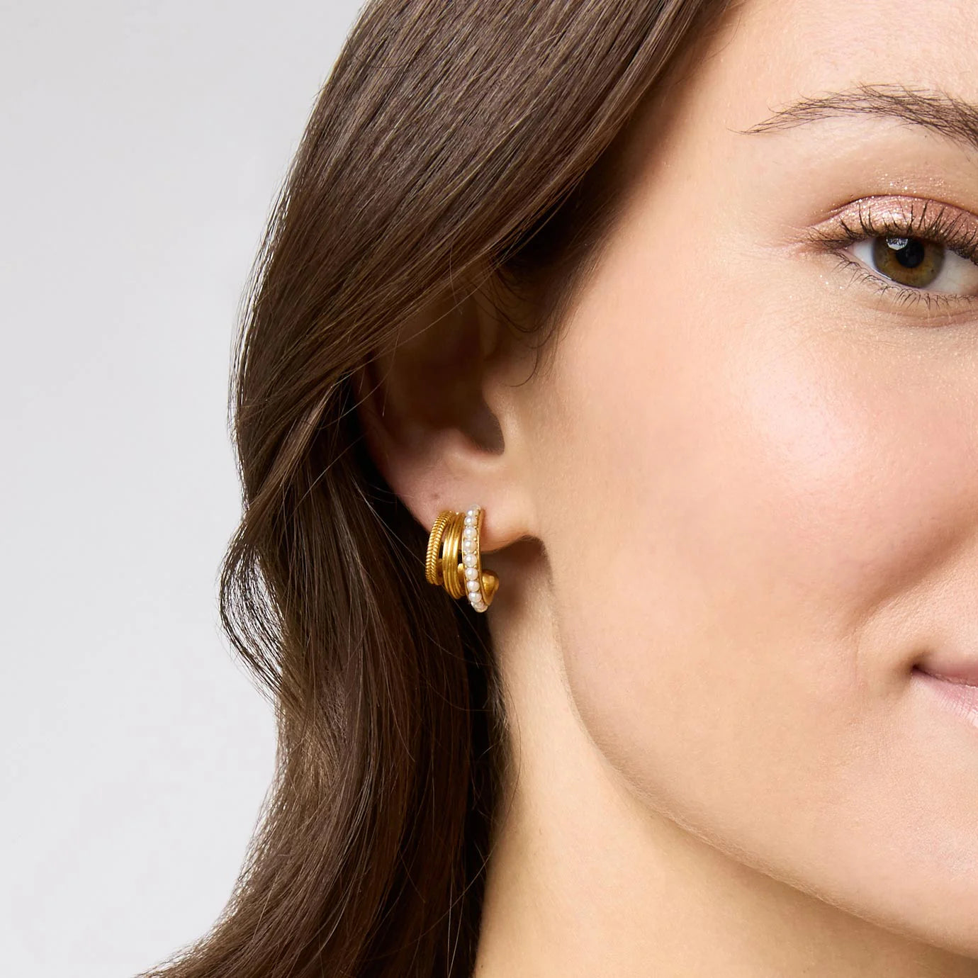Julie Vos Triple Hydra Earring in Pearl