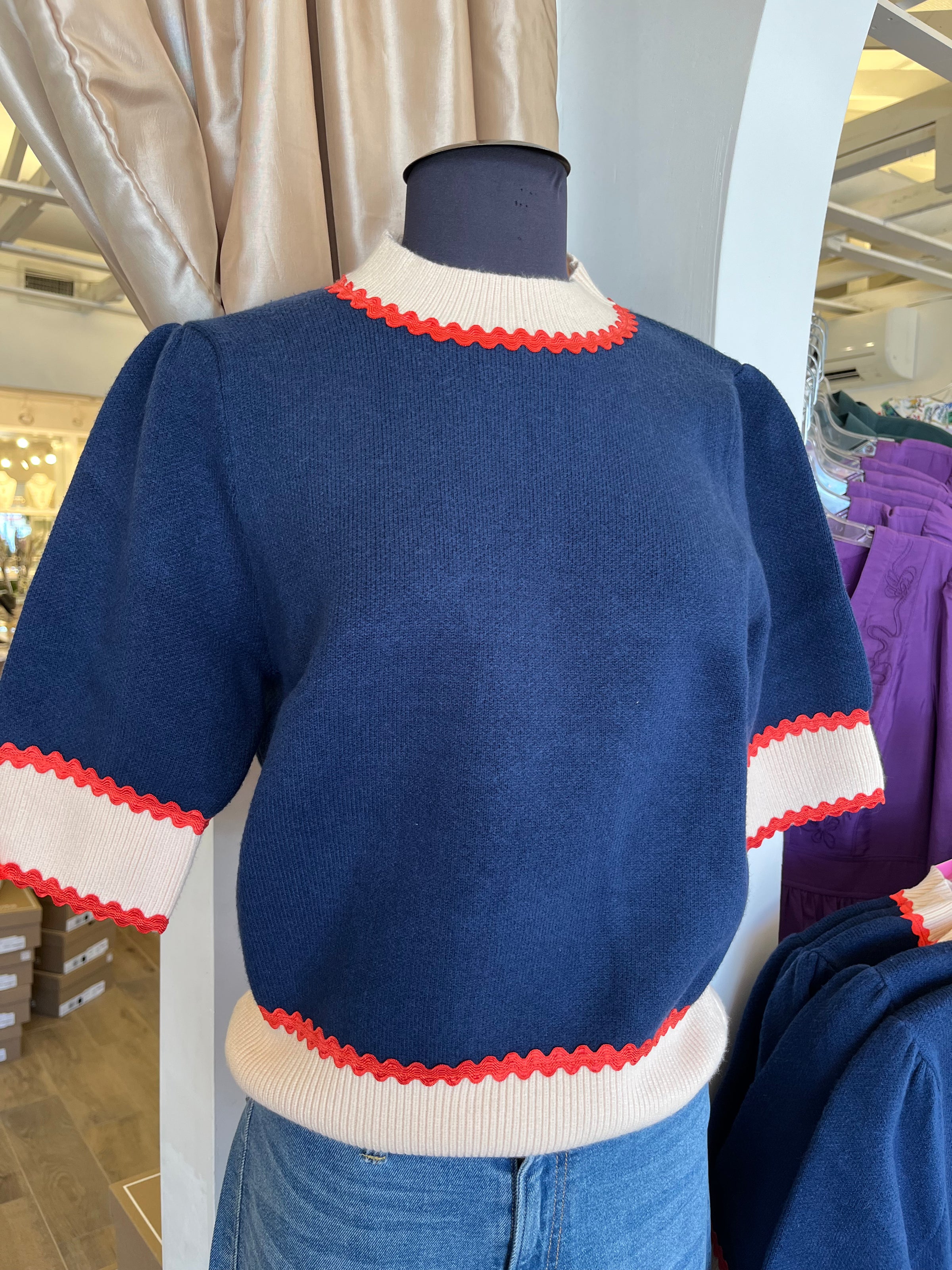 THML Navy Contrast Sweater THML Clothing