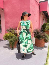 Sofia Agatha Blouse in Green Watercolor
