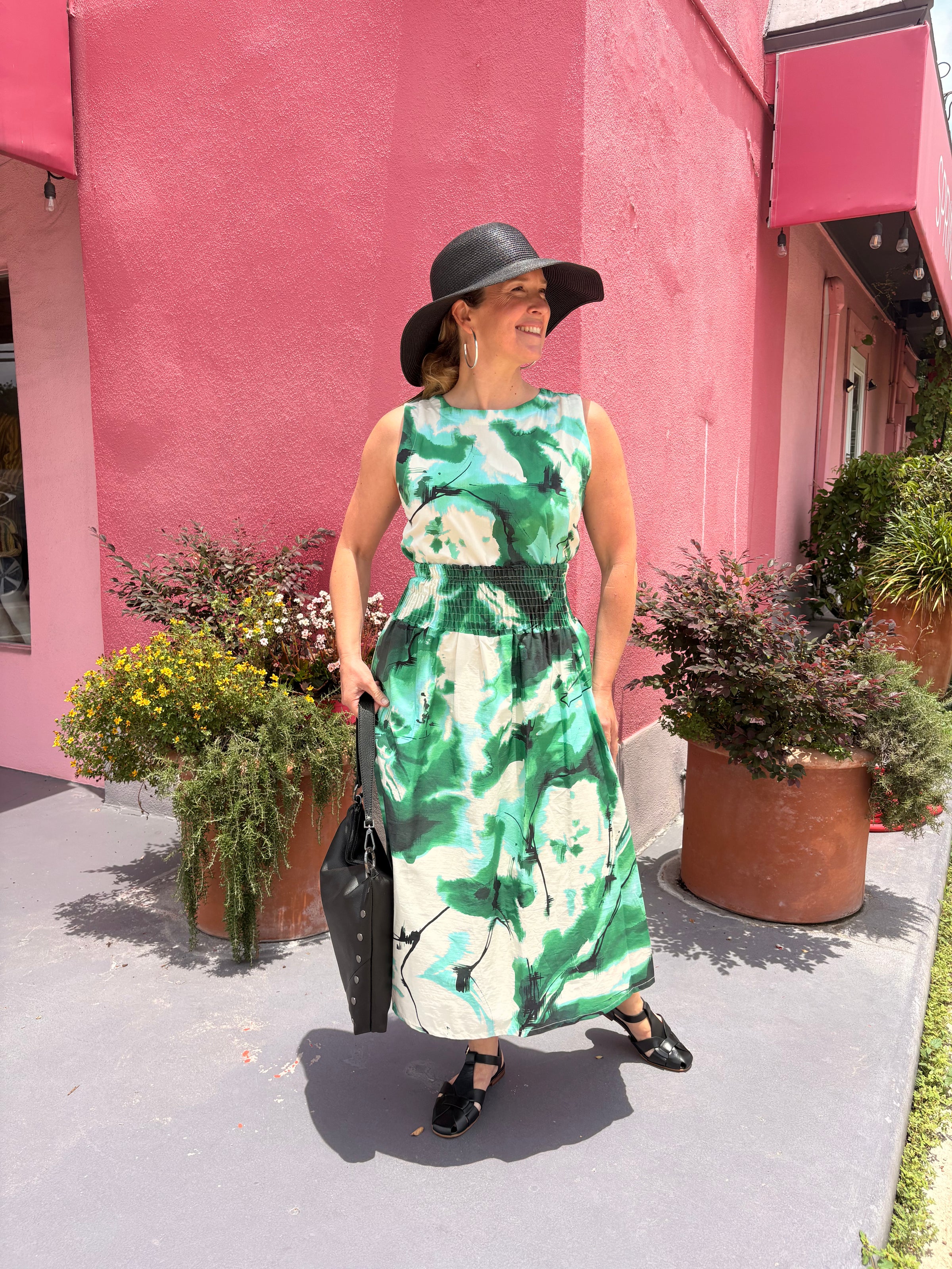 Sofia Agatha Blouse in Green Watercolor