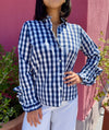 Vilagallo Gingham Ruffle Sleeve Blouse