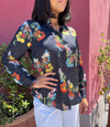 Vilagallo Blue Floral Butterfly Blouse