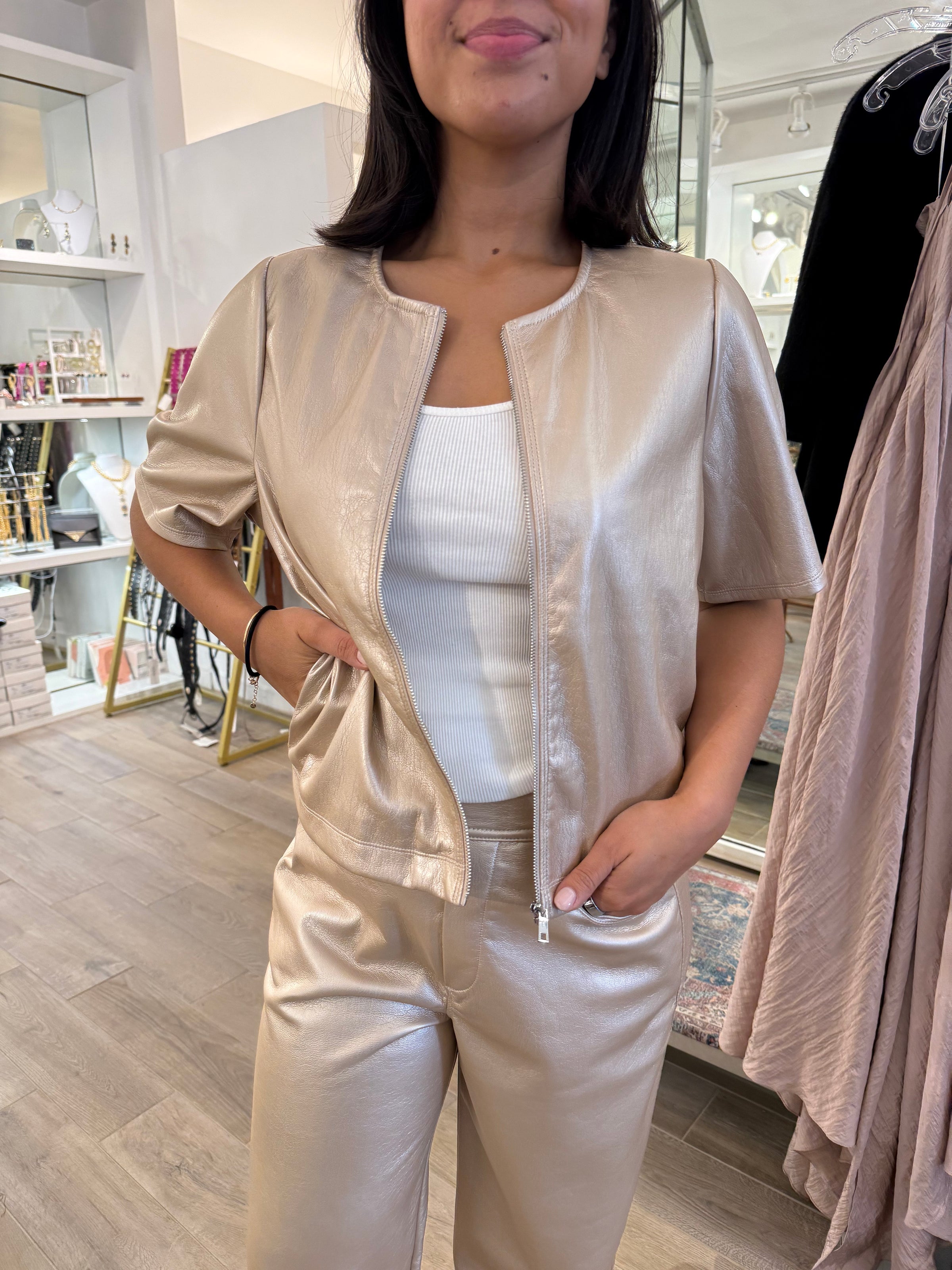 Melissa Nepton Houston Top in Metallic Pearl