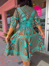 FSP Brown and Turquoise Embroidered Dress