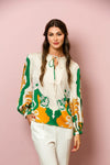 Jessie Liu Ivory Printed Silk Blouse Jessie Liu