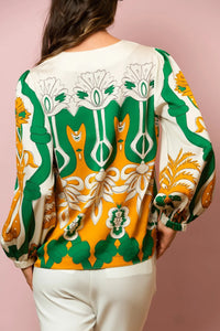 Jessie Liu Ivory Printed Silk Blouse Jessie Liu
