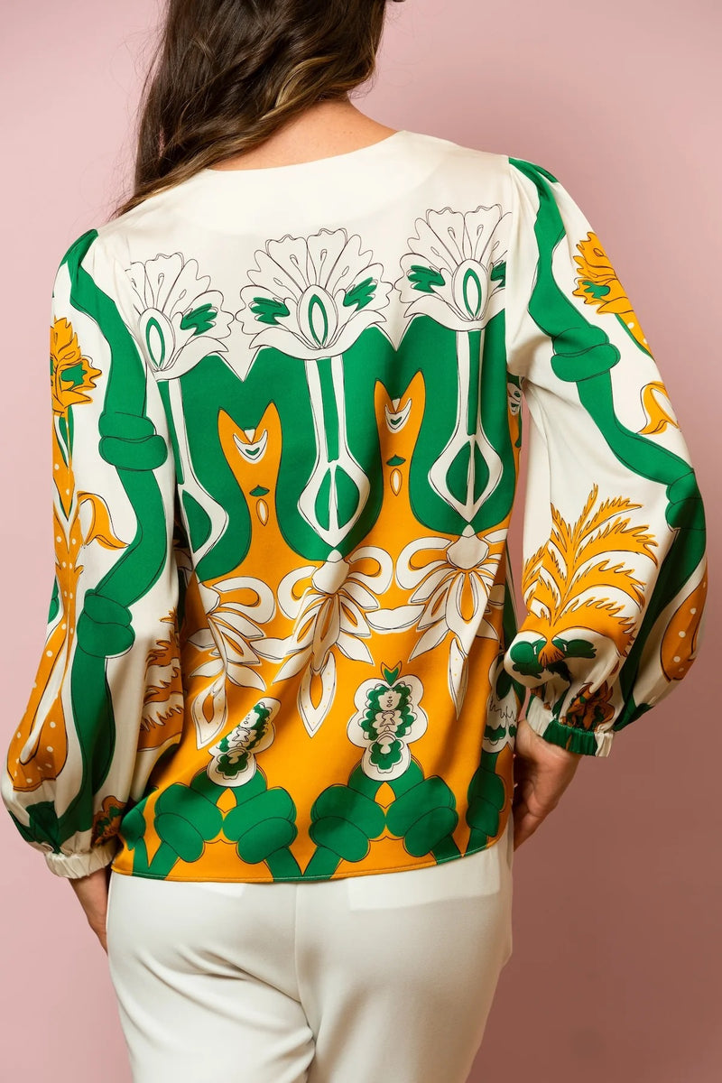 Jessie Liu Ivory Printed Silk Blouse Jessie Liu