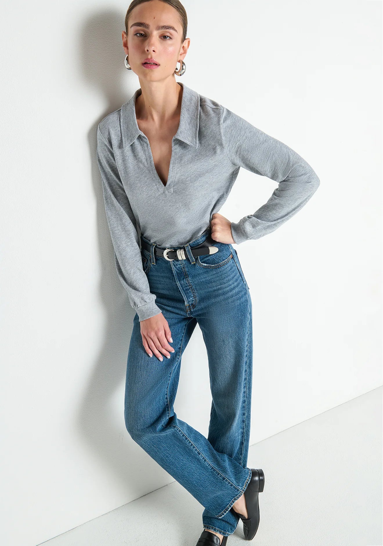 NATION Kimberley Polo Tee in Grey