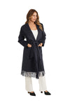 LOVE TOKEN Carl Fringe Coat in Navy