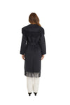 LOVE TOKEN Carl Fringe Coat in Navy