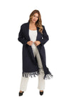 LOVE TOKEN Carl Fringe Coat in Navy