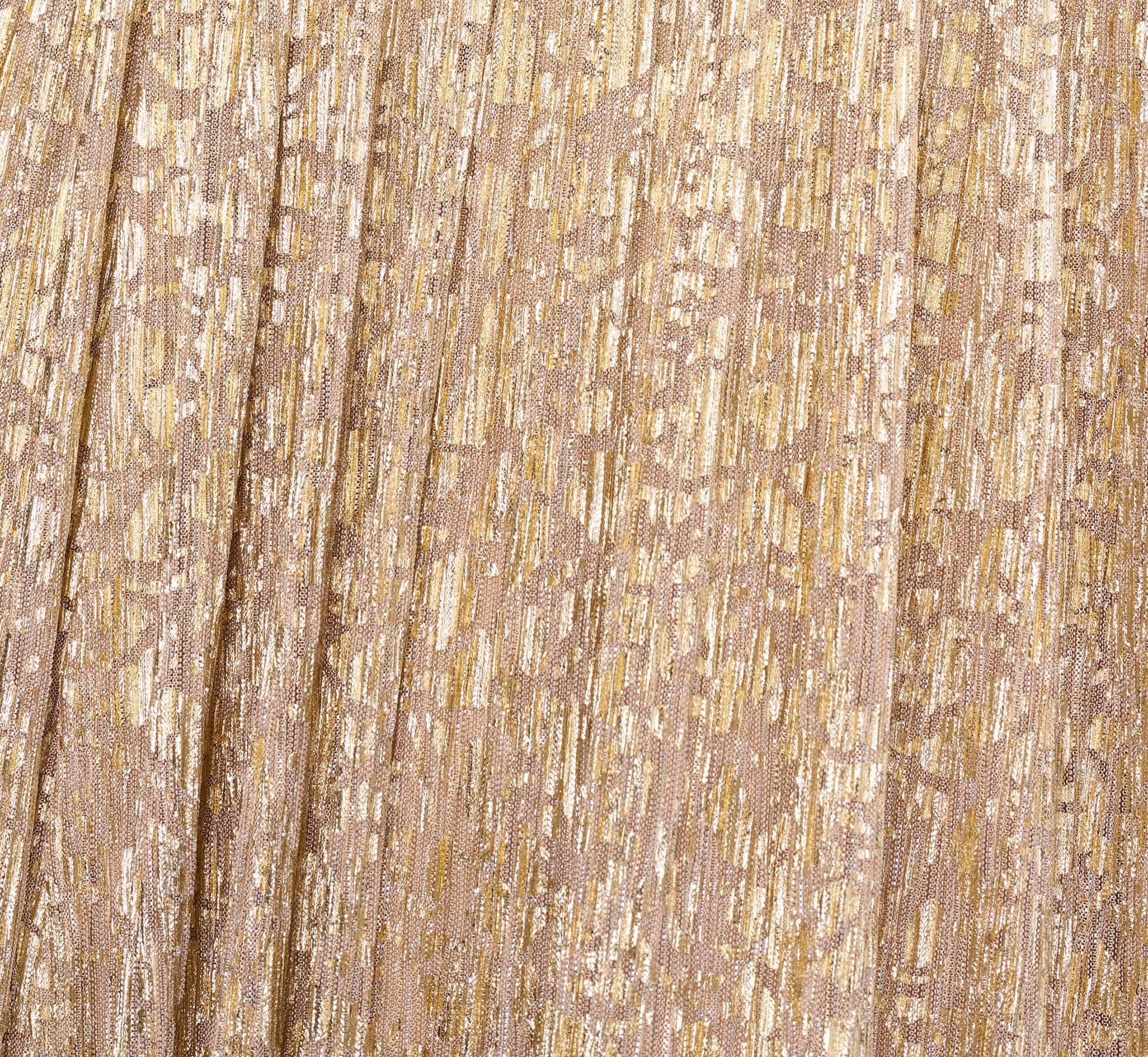 Off The Shoulder Metallic Foiled Metallic Pleated Mesh Long A-Line Ball Gown In Gold dress Adrianna Papell
