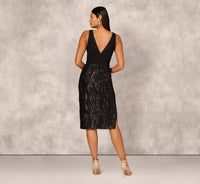 Sleeveless Midi Dress With 3D Embroidered Skirt In Black dress Adrianna Papell