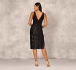 Sleeveless Midi Dress With 3D Embroidered Skirt In Black