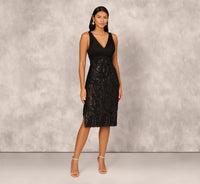 Sleeveless Midi Dress With 3D Embroidered Skirt In Black 8 dress Adrianna Papell