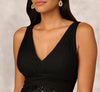 Sleeveless Midi Dress With 3D Embroidered Skirt In Black dress Adrianna Papell