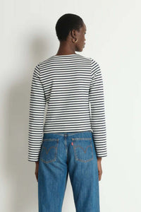 NATION Silvia Long Sleeve Top in Navy Stripe
