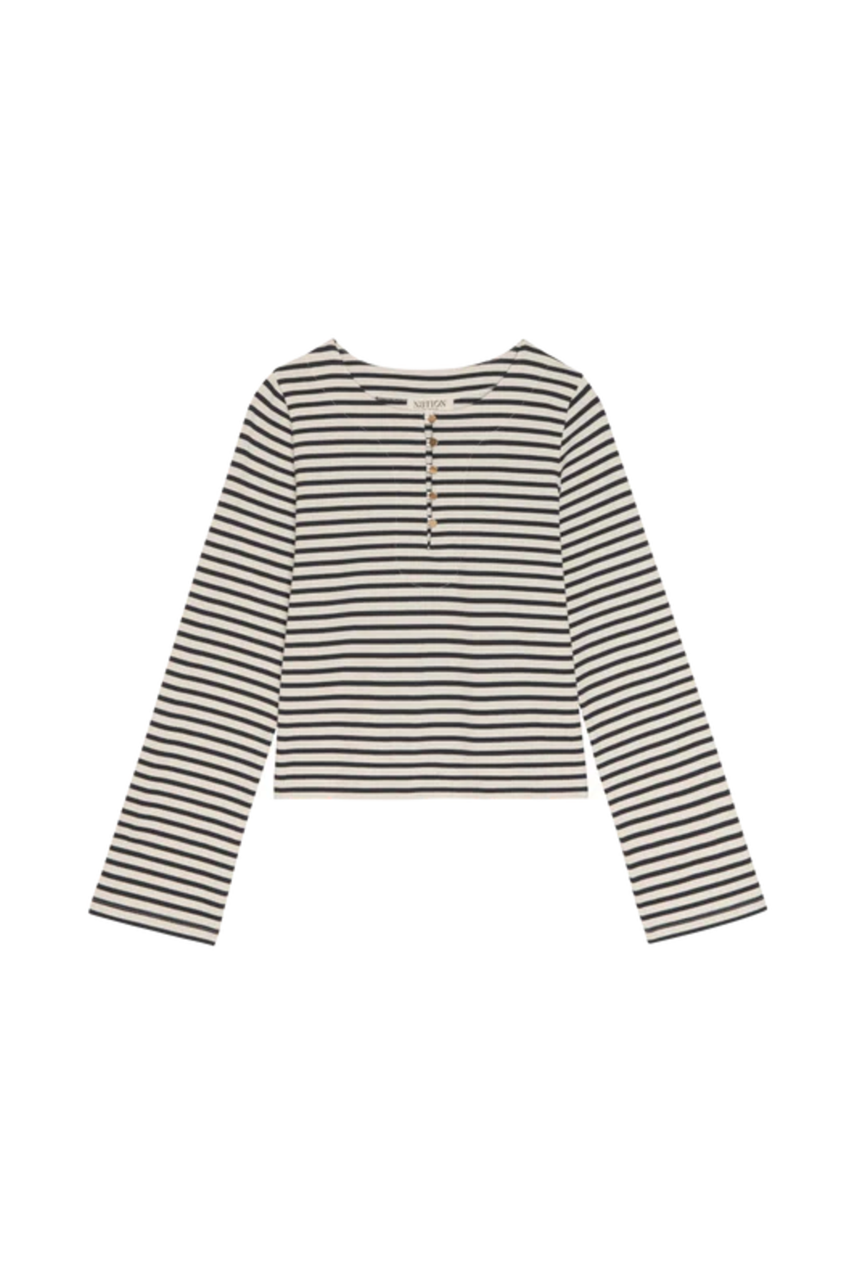 NATION Silvia Long Sleeve Top in Navy Stripe