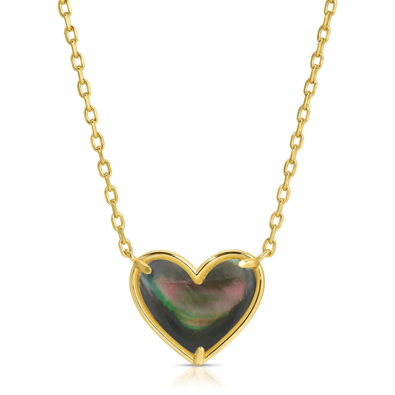Oh My Heart Necklace in Black Mother of Pearl Elizabeth Stone Jewelry