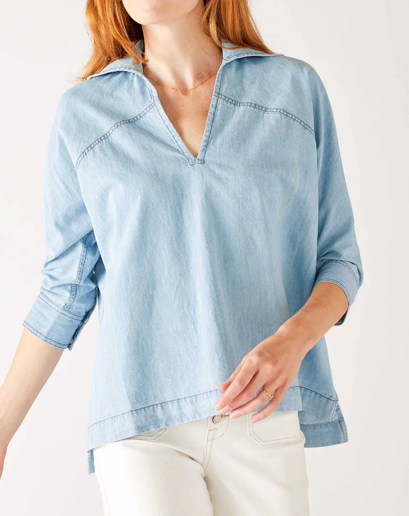 Poppy Popover Top in Sea Light