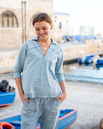 Poppy Popover Top in Sea Light