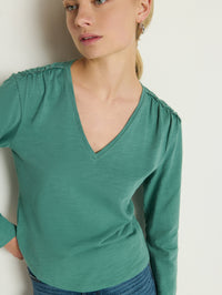 NATION Remi V-Neck Top Sagebrush