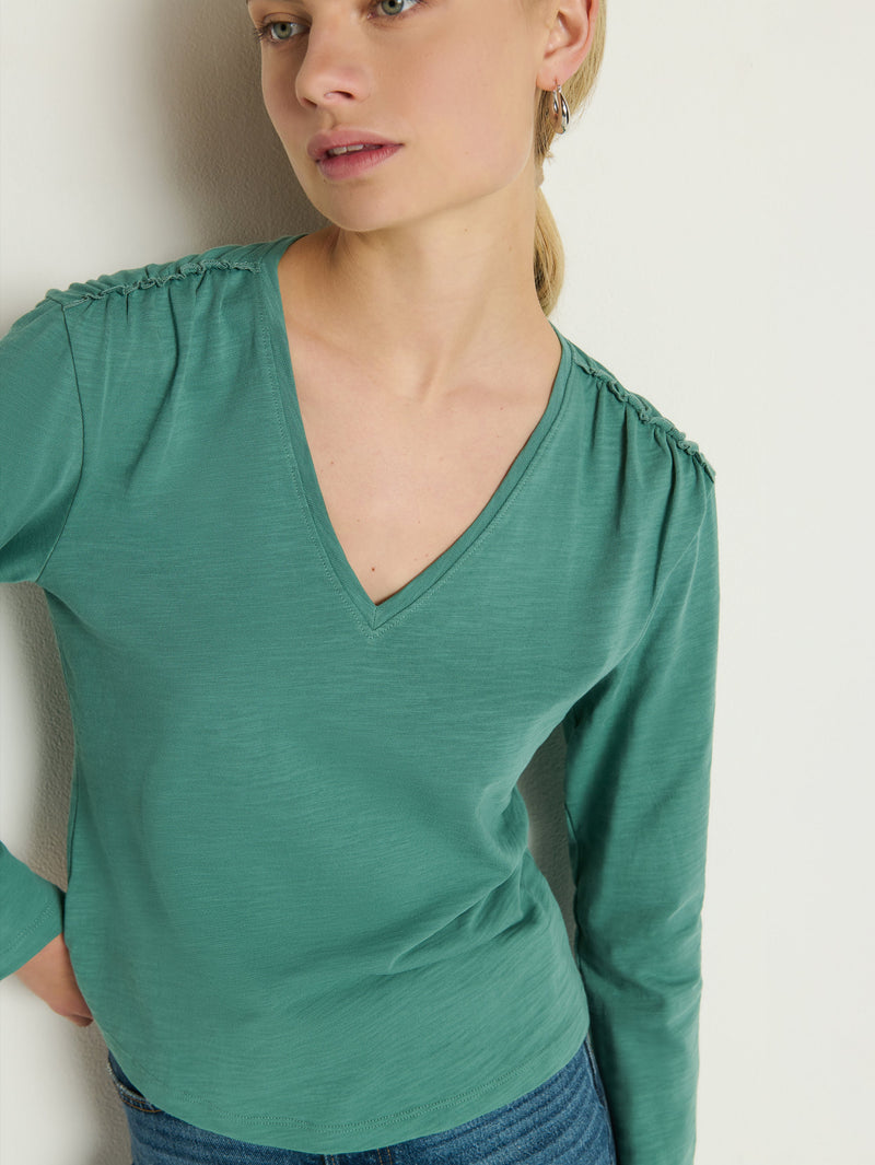NATION Remi V-Neck Top Sagebrush