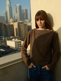 NATION Rochelle Boatneck Top in Espresso